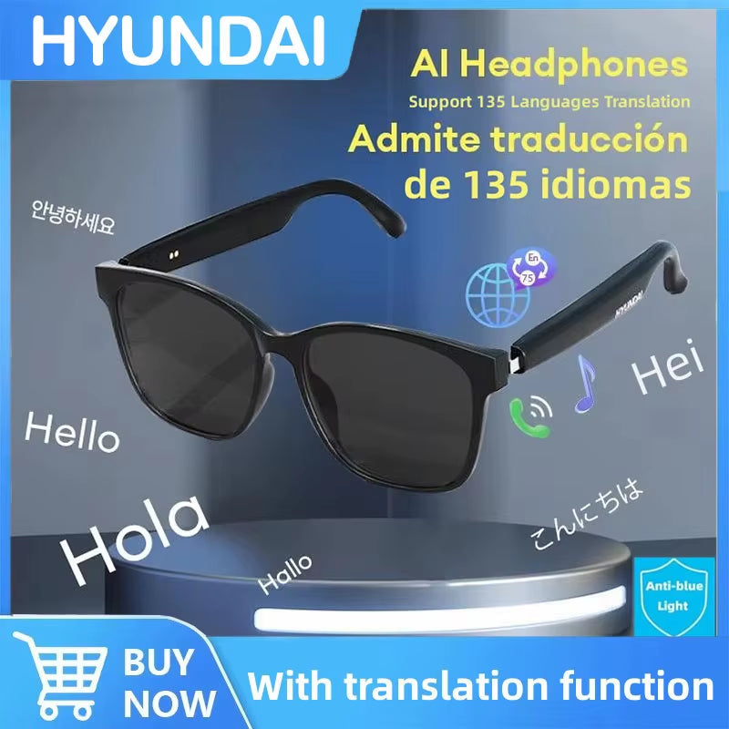 HYUNDAI HY-C8 AI Smart Glasses with Translation Earphones and Camera - Multi-Function Sports Device