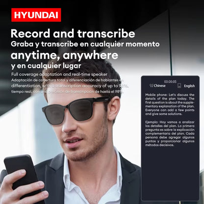 HYUNDAI HY-C8 AI Smart Glasses with Translation Earphones and Camera - Multi-Function Sports Device